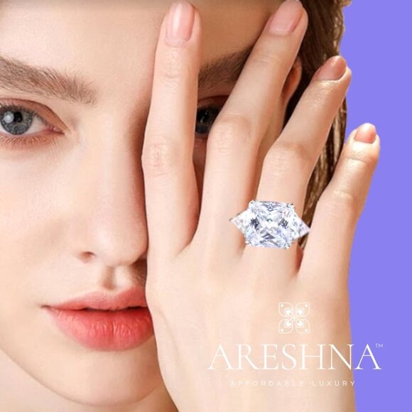 10ct Lab Created Diamond Princess Cut Engagement Ring Wedding Ring - Picture 3 of 16